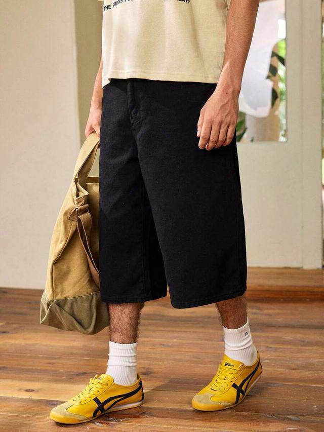 whitmere loose wide leg y2k casual black denim shorts