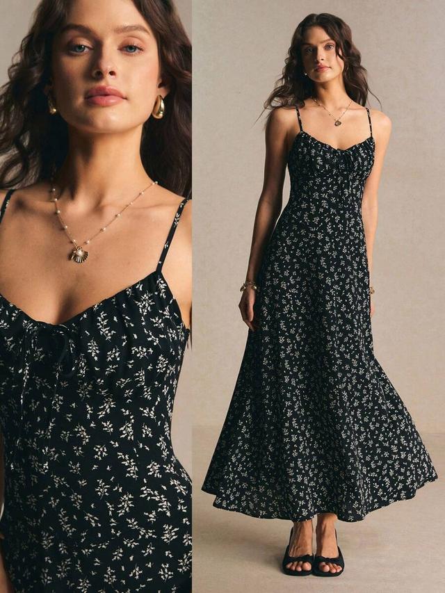 poéselle vintage black floral ditsy maxi dress