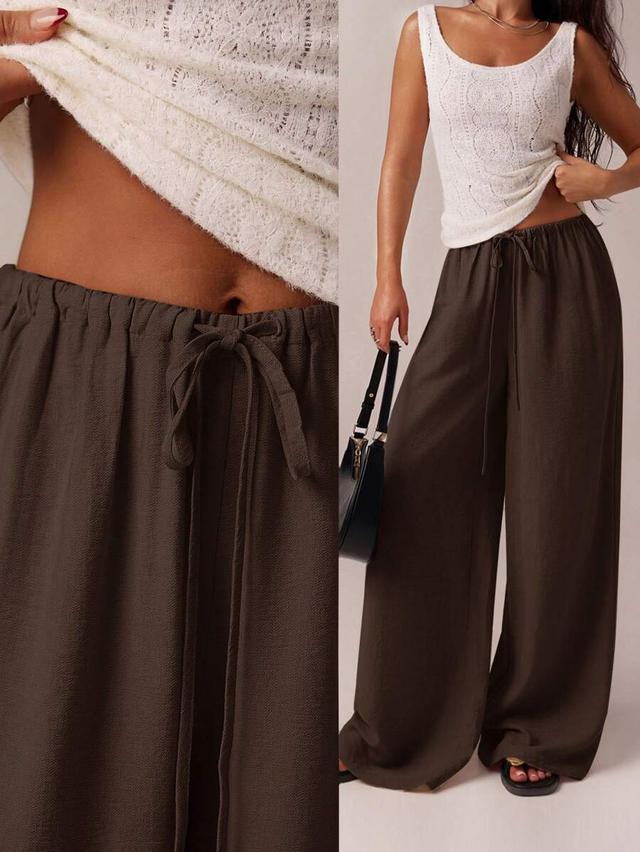brown wide leg drawstring trousers