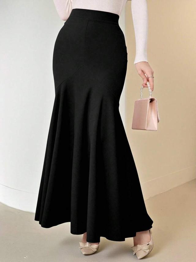 modelyn high waist fitted mermaid flared hem skirt