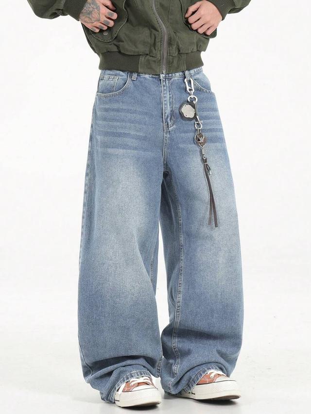 loose washed denim baggy wide leg jeans