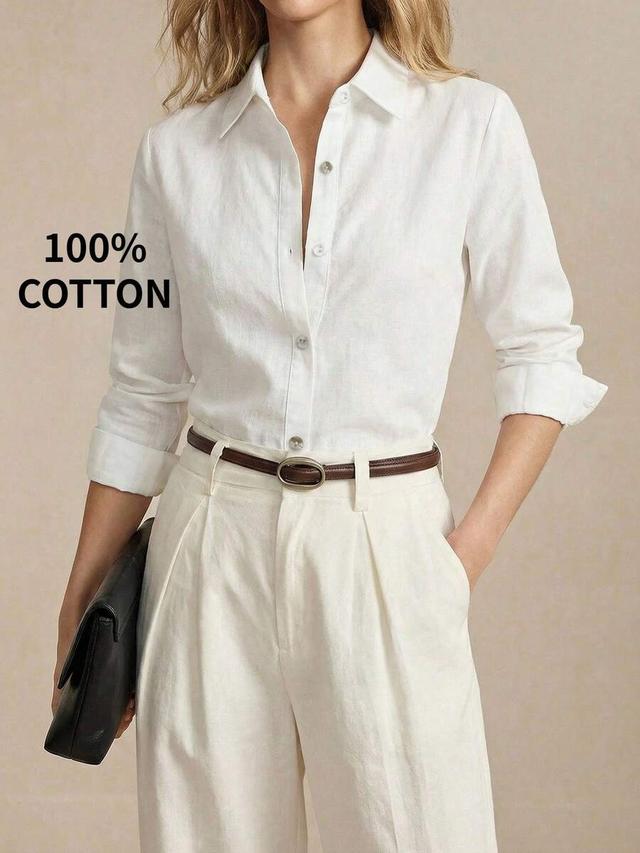 minimalist white cotton button-up shirt