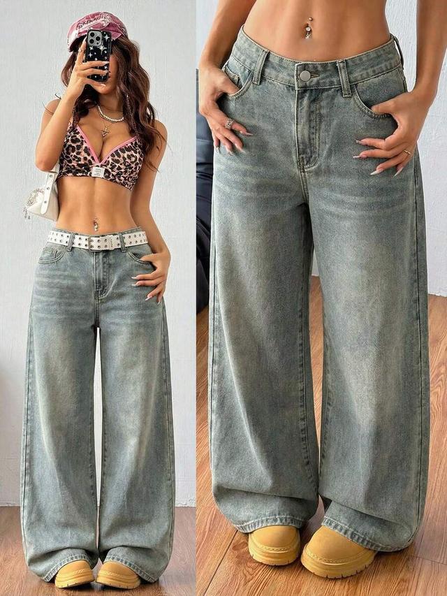 light wash wide leg denim jeans