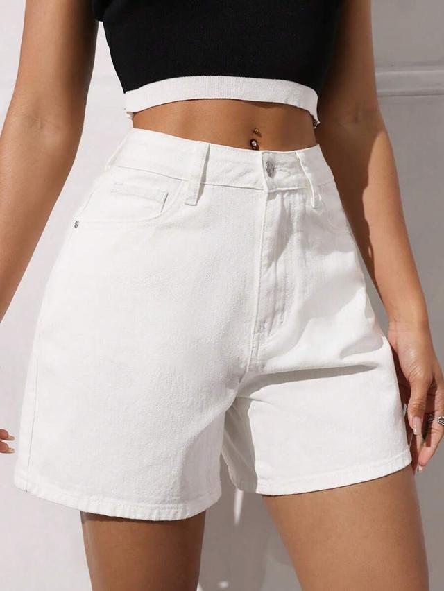 high waisted white denim shorts
