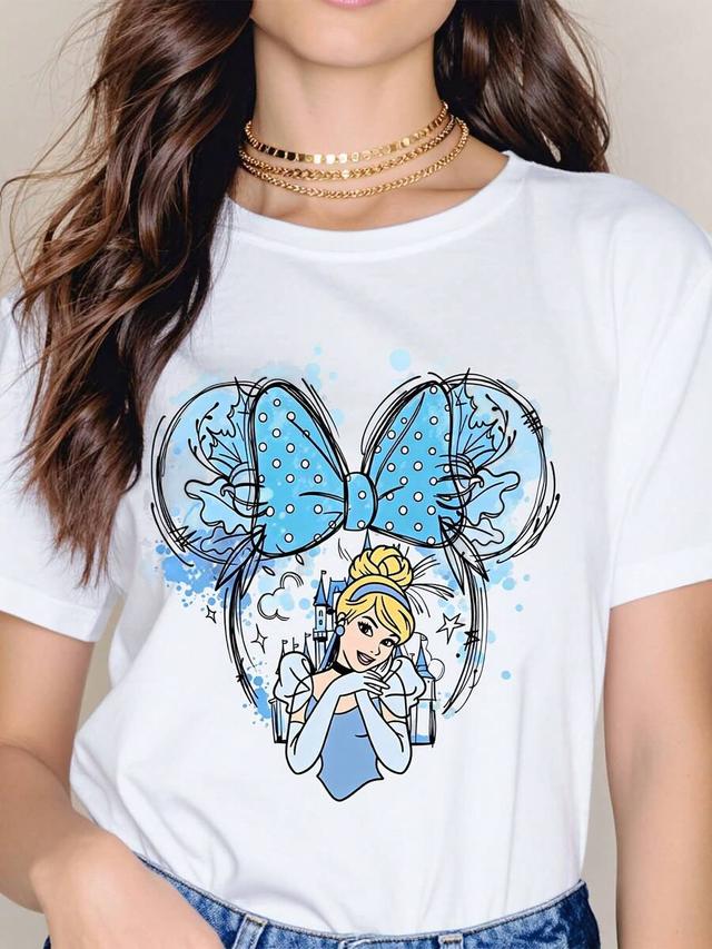 white cinderella graphic short sleeve cotton t-shirt