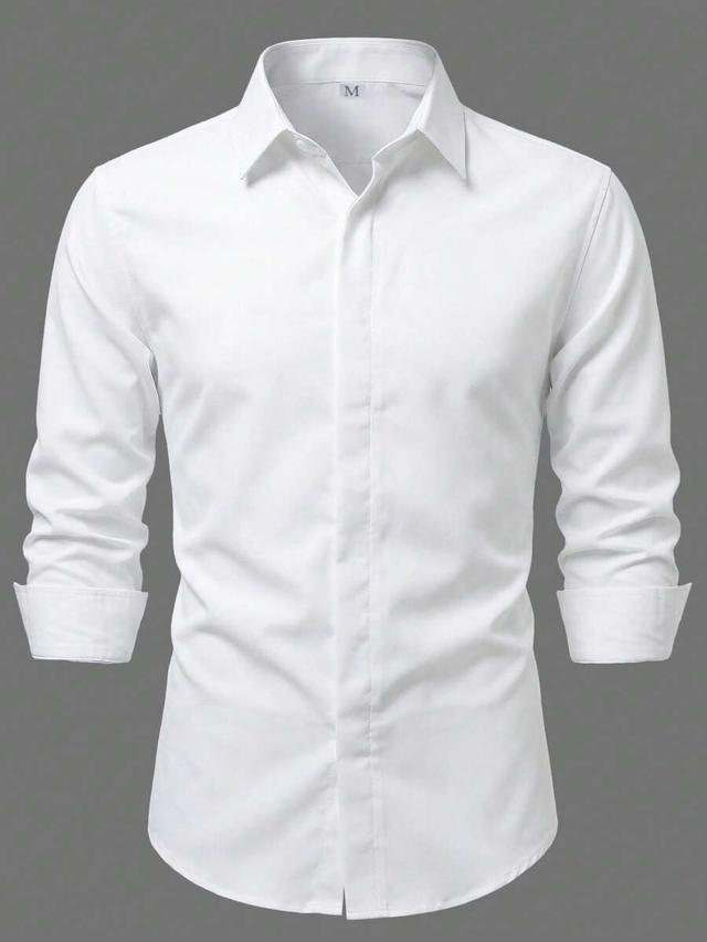 calvornis men's white business casual long sleeve shirt