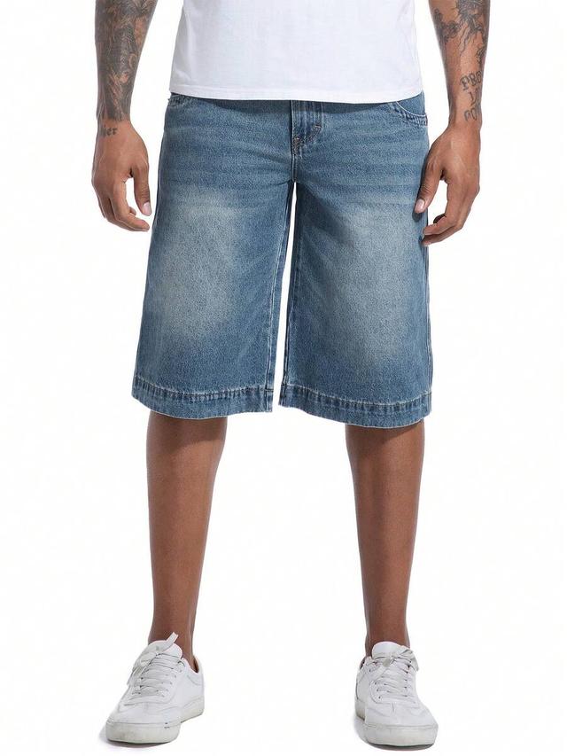 men's baggy denim shorts loose fit straight leg