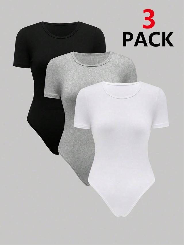 grey short sleeve round neck bodysuit