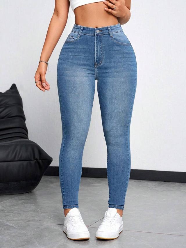 women tight daily wear simple denim trousers