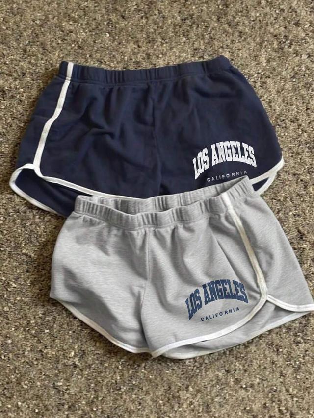 navy letter graphic casual dolphin shorts