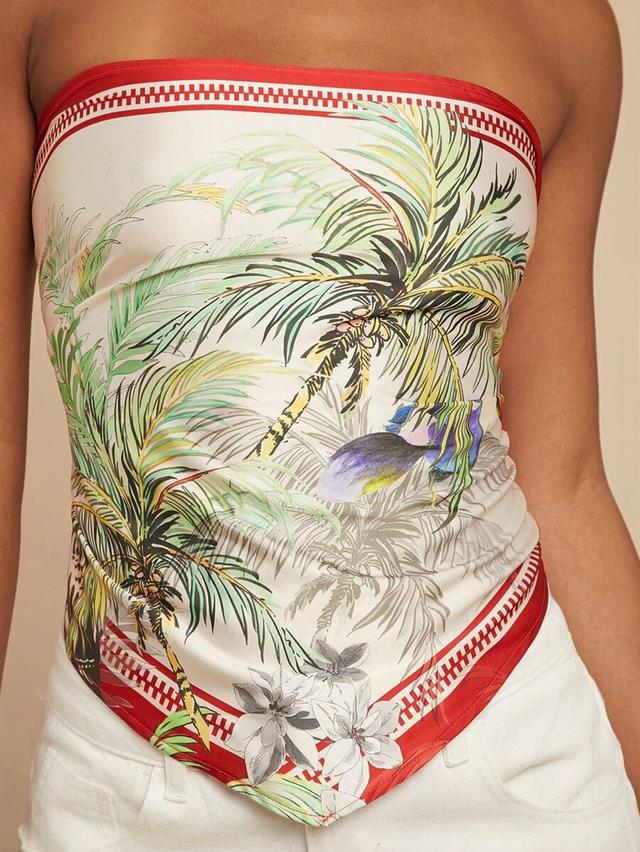 tropical print scarf neckerchief strapless top