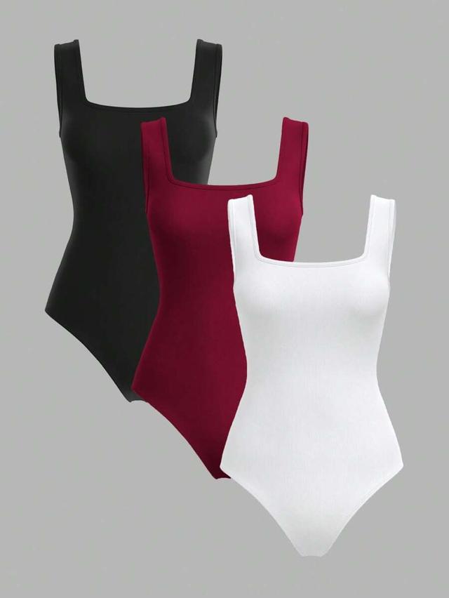 black scoop neck skinny bodysuit set