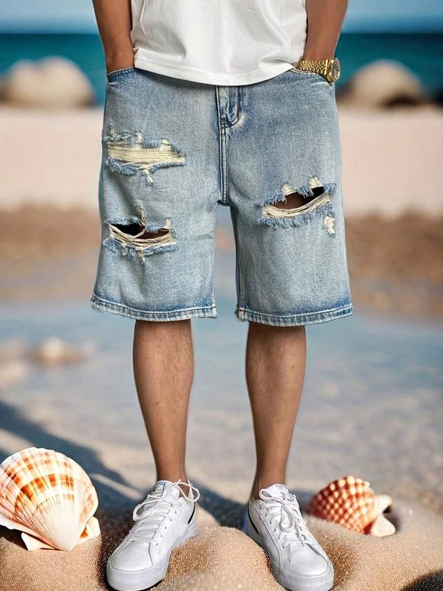 vintage light wash ripped denim shorts