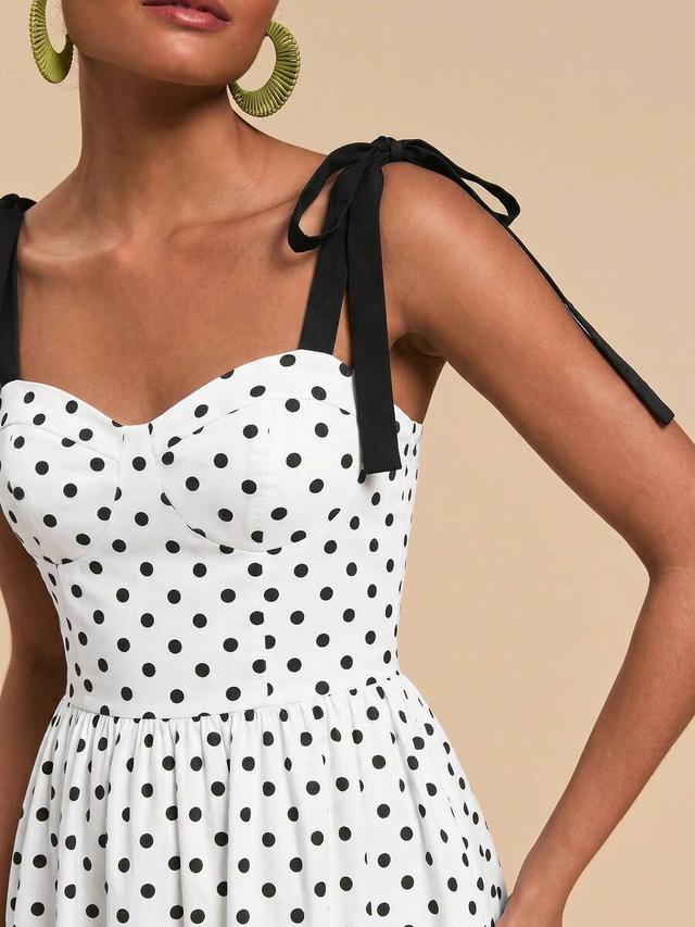 travachic elegant polka dot mid-length dress
