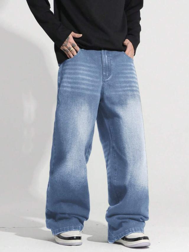retro washed wide-leg street fashion jeans