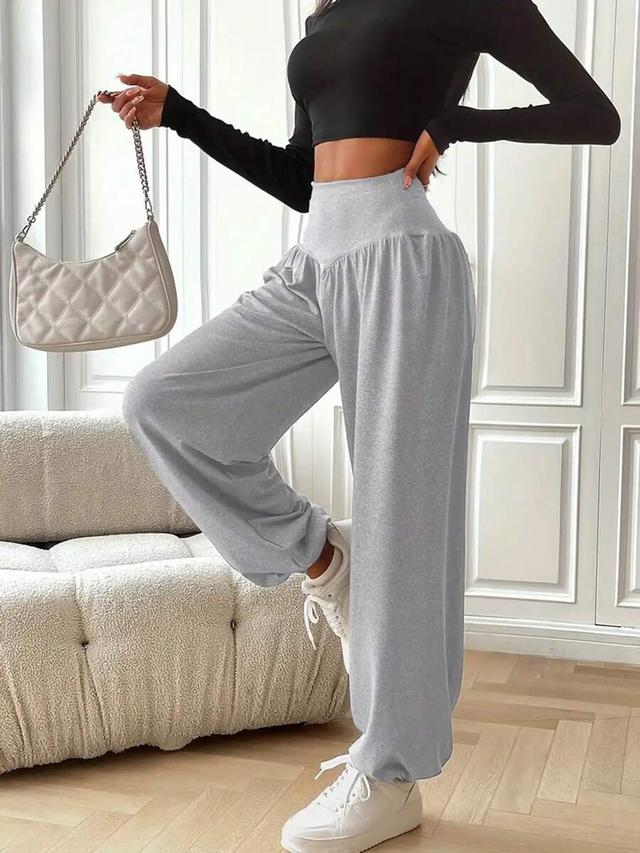 gray wide waistband casual lounge sweatpants