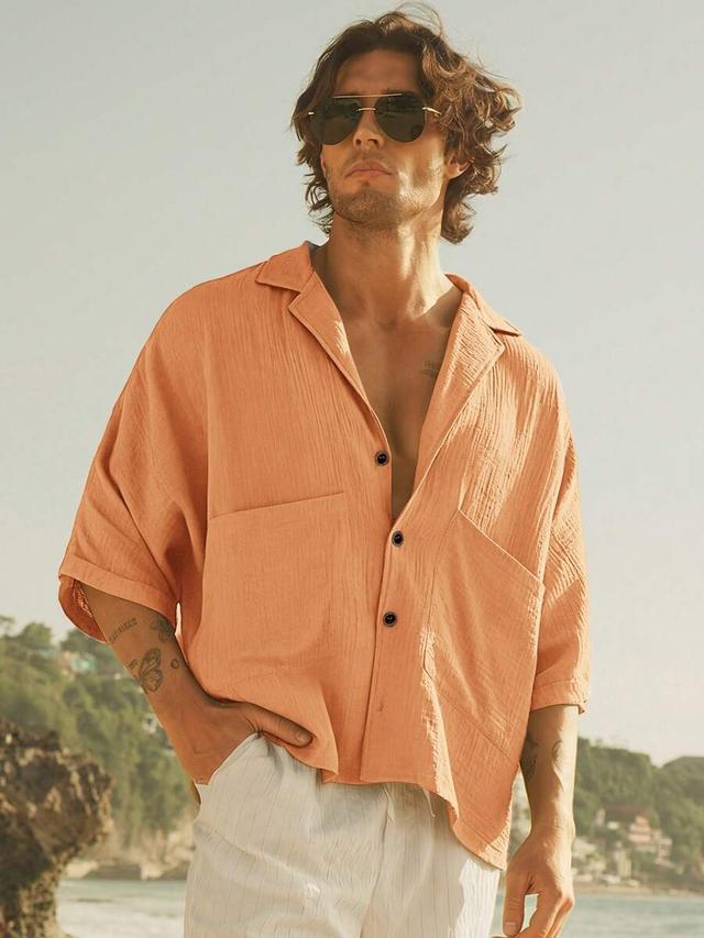 himland men's khaki short-sleeve button-up shirt