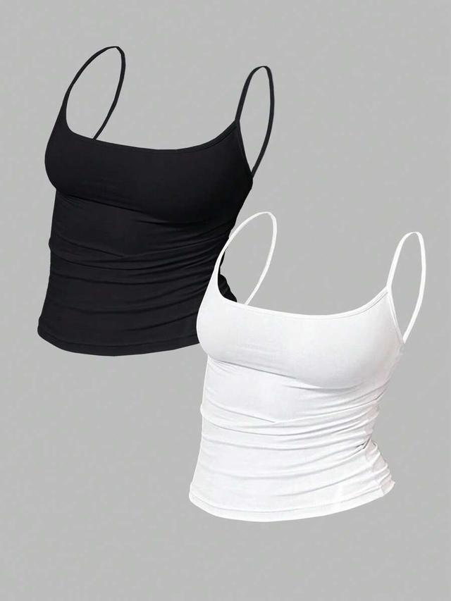 black mystaura women's solid color pleated fitted camisole