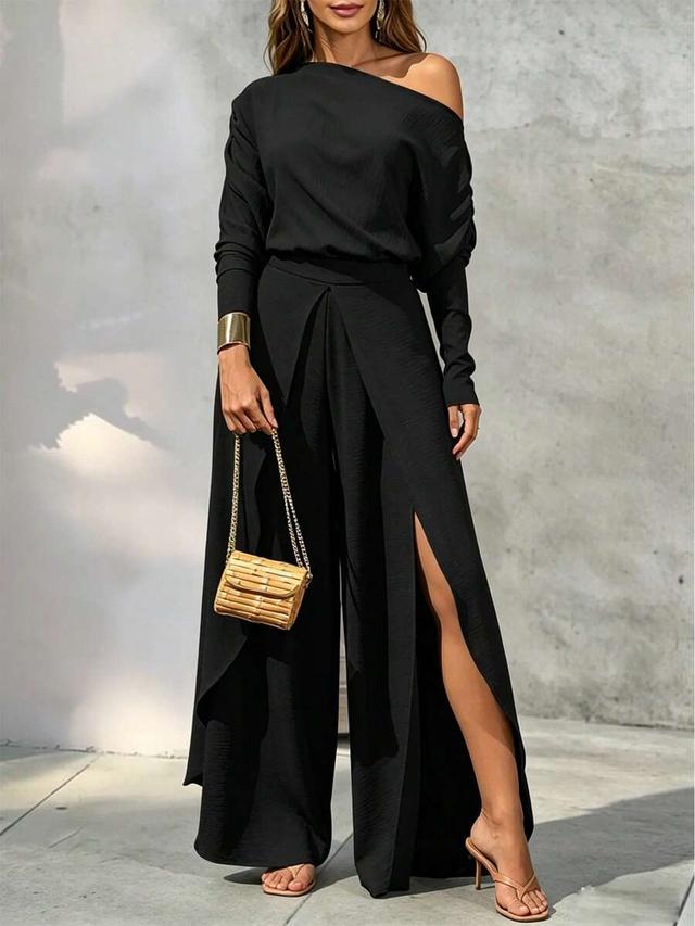 black cold shoulder batwing blouse