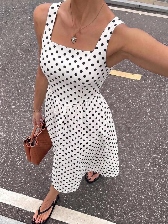 siren gaze women's mid-length polka dot dress