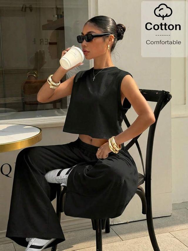 black knit wide leg lounge pants