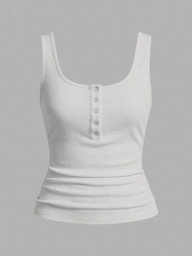 white ribbed henley cami tank top