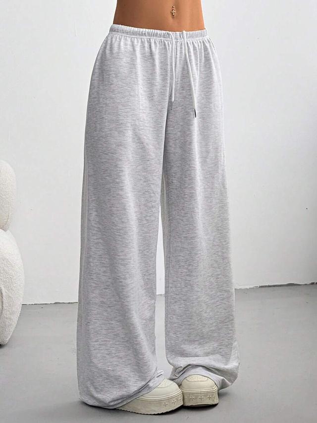 gray heathered drawstring waist loose lounge sweatpants