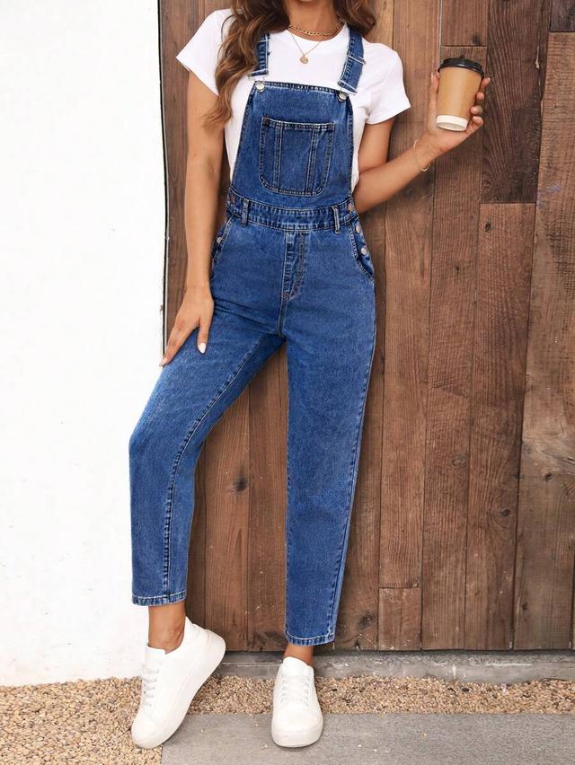 classic blue denim dungarees with front pocket