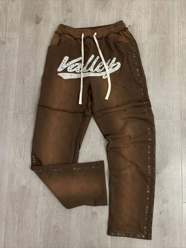 brown y2k embroidered rhinestone baggy straight leg jeans