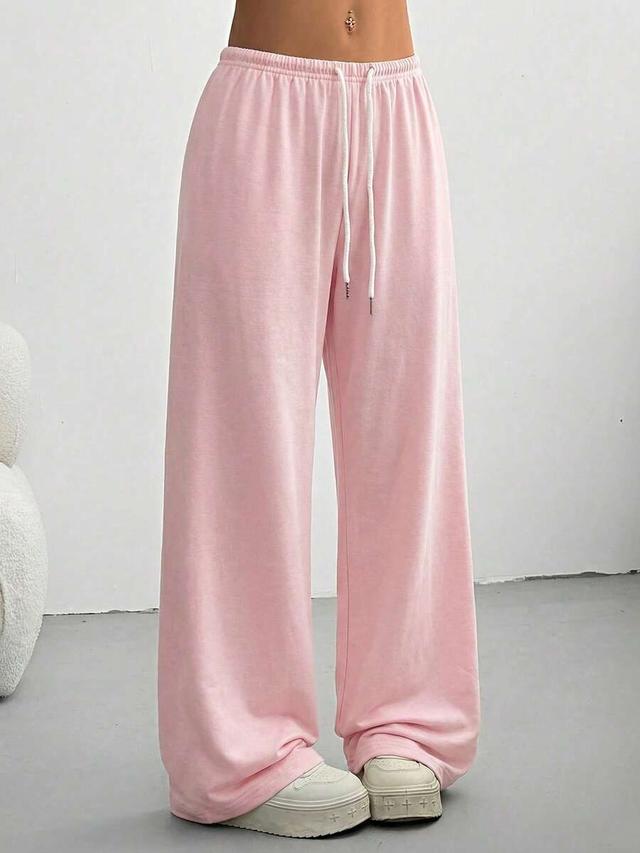 light pink lightweight casual drawstring sports pants