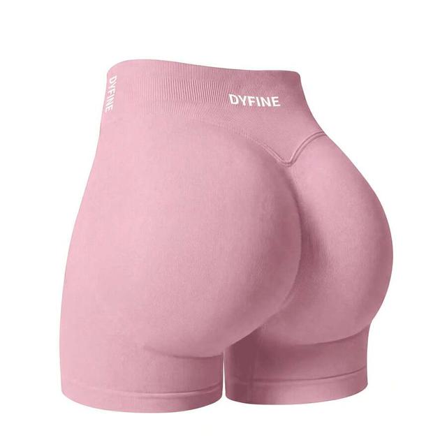 pink seamless elastic butt lifting gym shorts