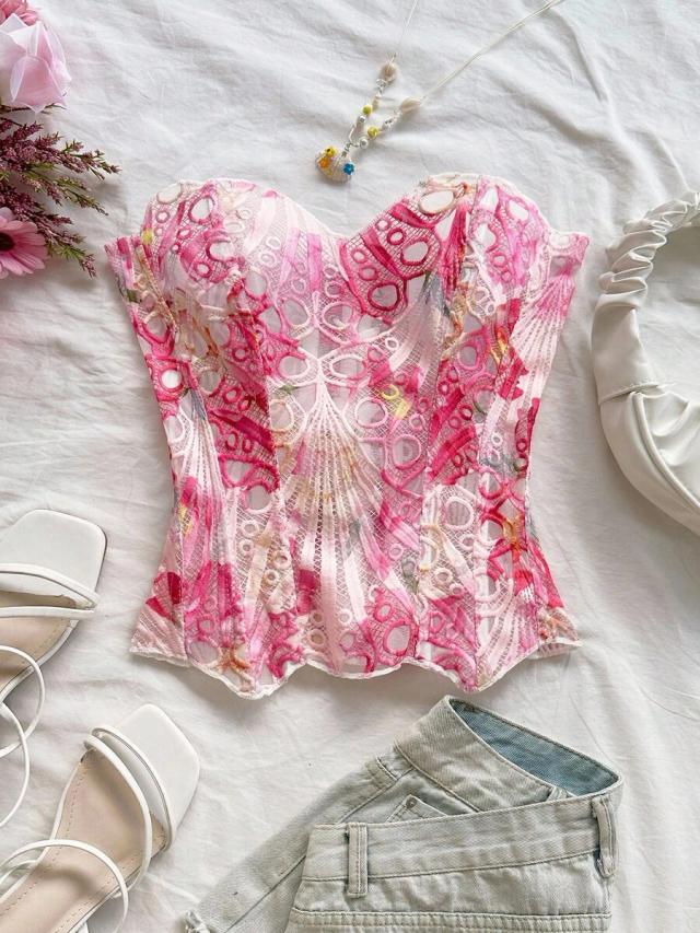 soleia floral lace corset bustier top