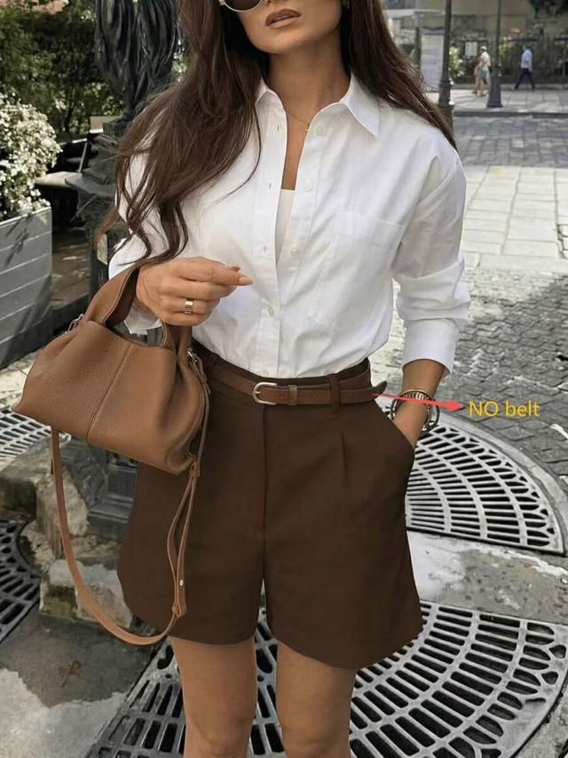 brown cotton button-up commuter shirt