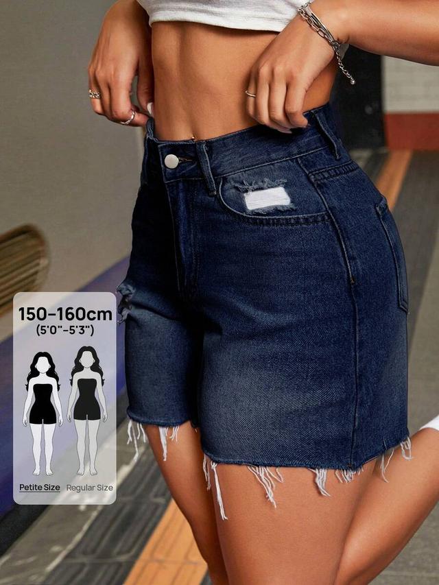 faded denim high-waisted raw hem shorts