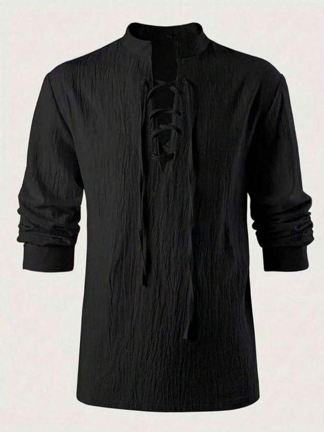 men's black cotton medieval pirate shirt