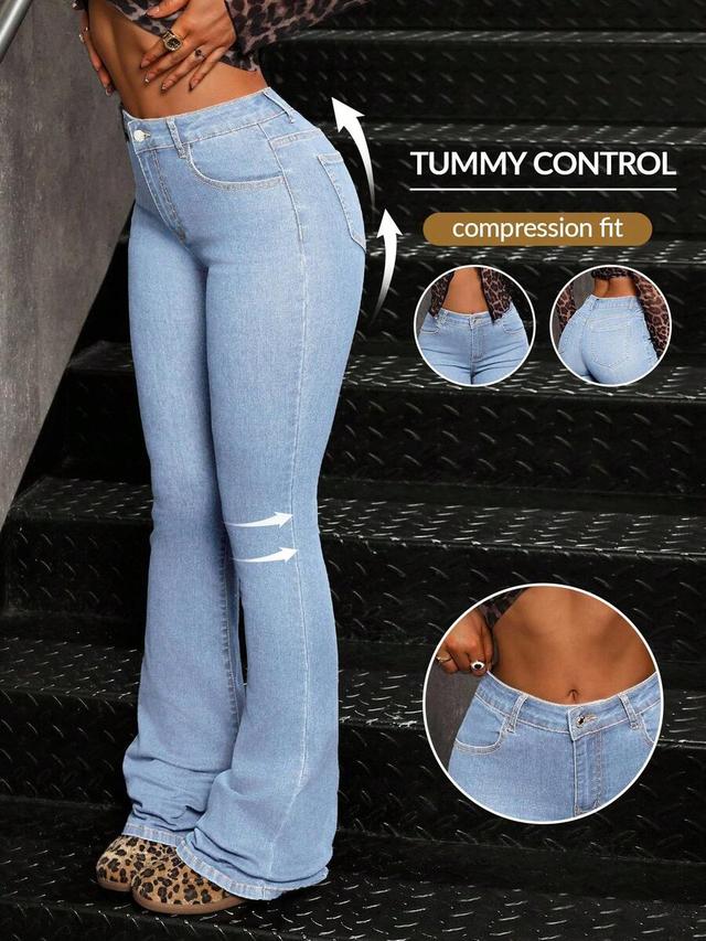 light wash high waisted flared denim jeans