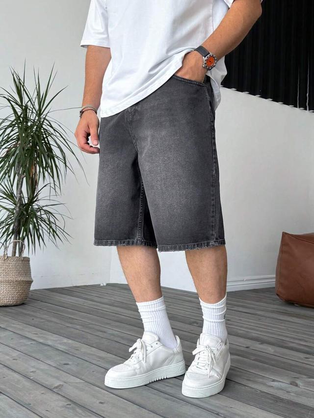 casual water-washed denim bermuda jorts