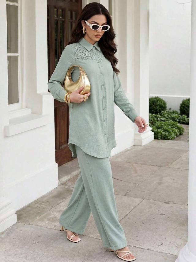 sage green long sleeve button up shirt