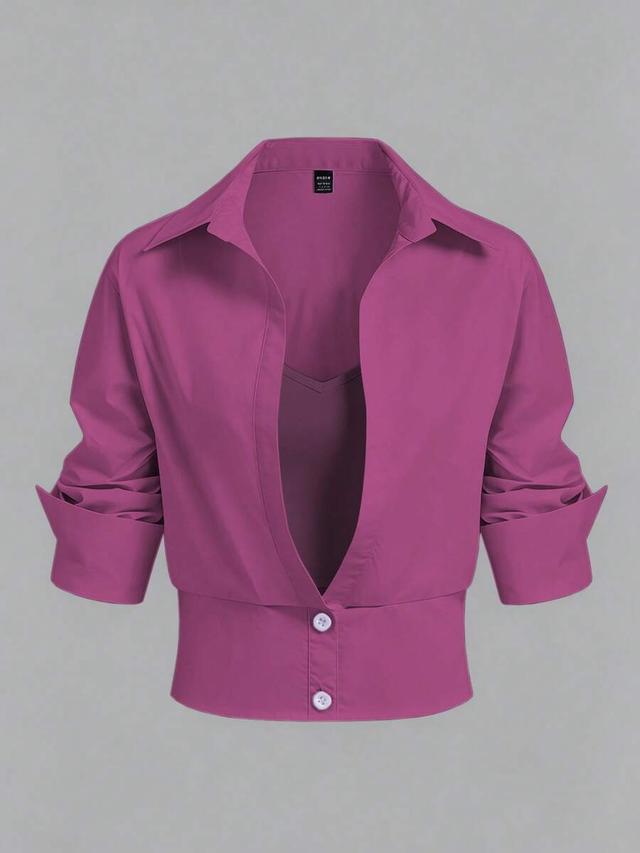 selianne women's casual versatile solid color shirt