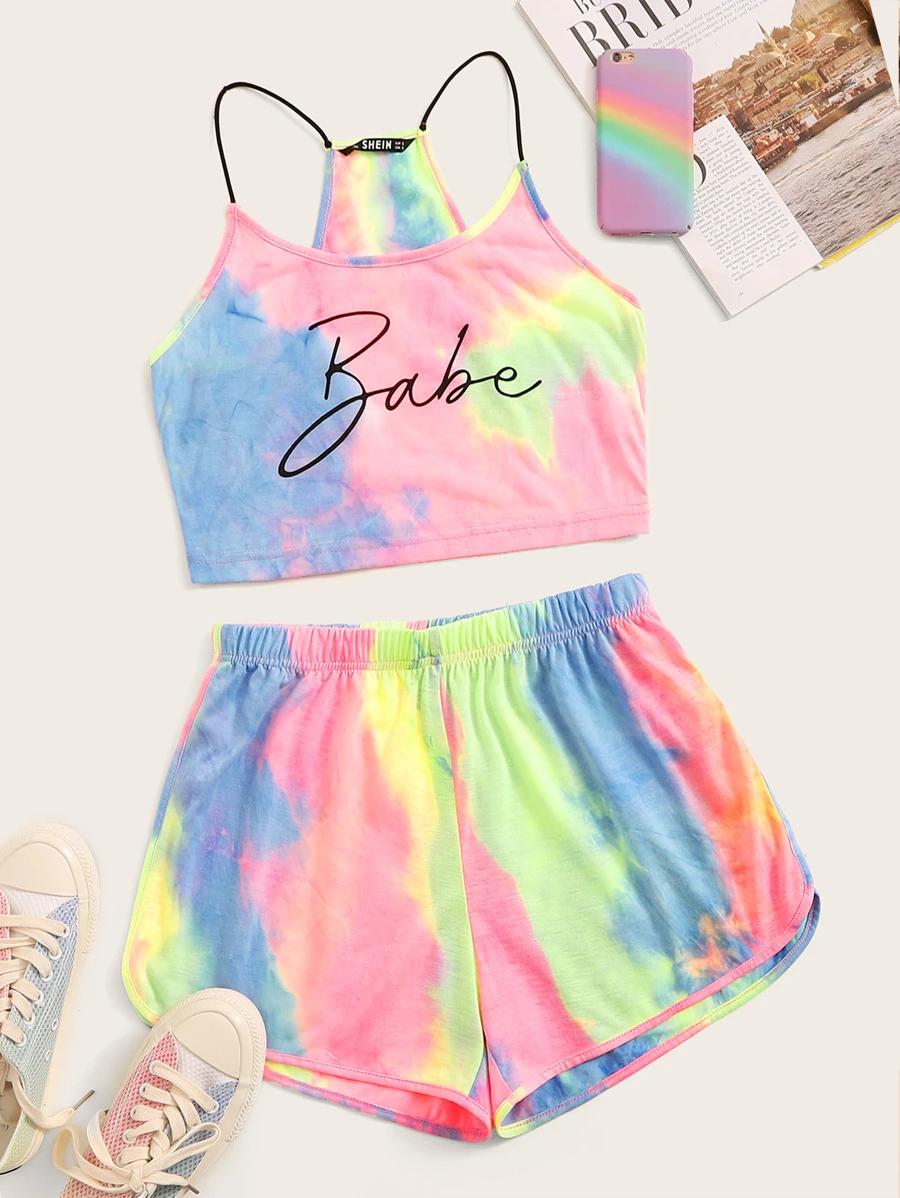 tie dye cami top and shorts set