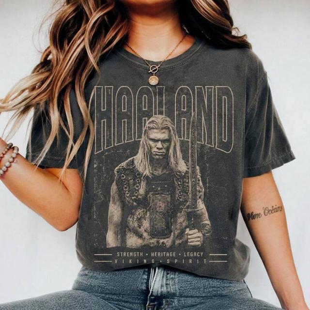 charcoal vintage haaland vikings graphic oversized cotton t-shirt