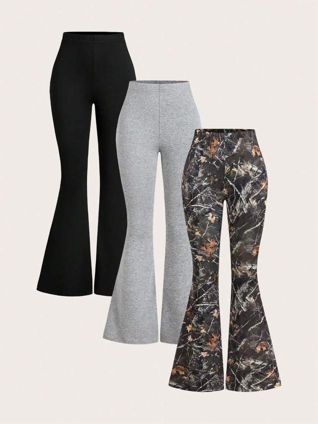 camouflage high waisted skinny flare pants set