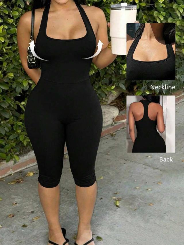 black halter neck sleeveless bodysuit