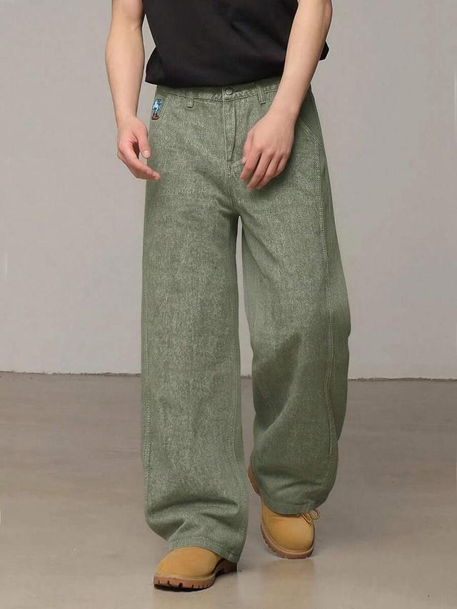 retro american style loose fit wide leg denim jeans