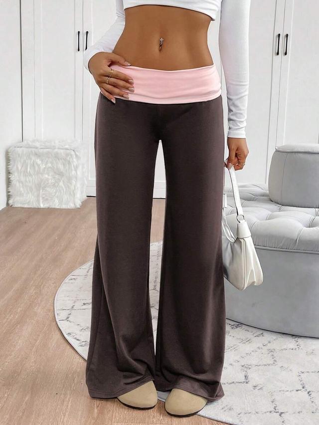 contrast color wide leg loose casual sweatpants
