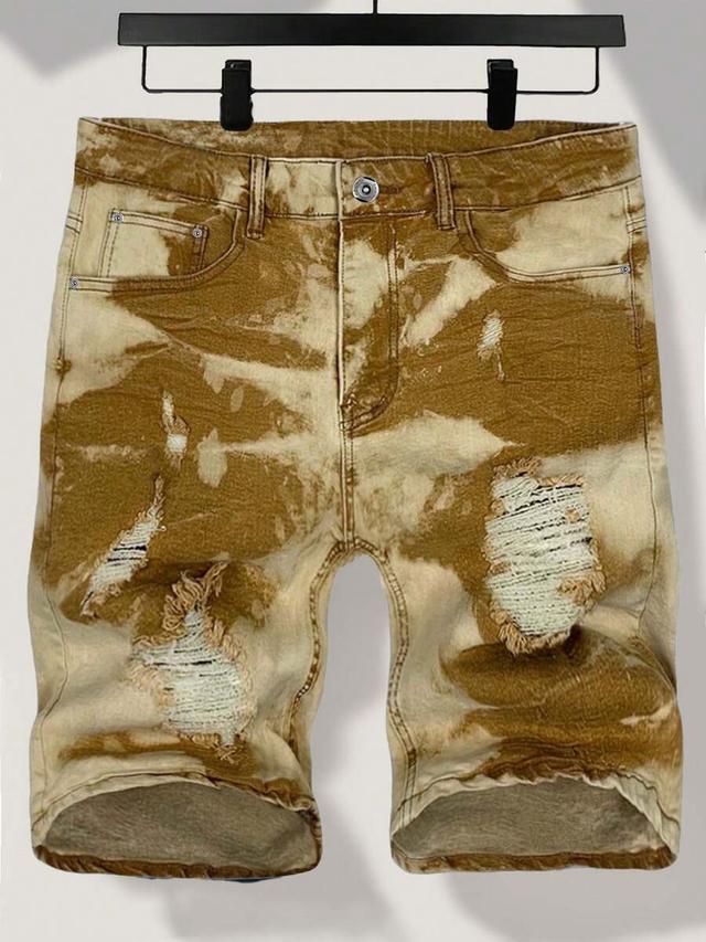 men's slim stretch bleach-wash denim shorts
