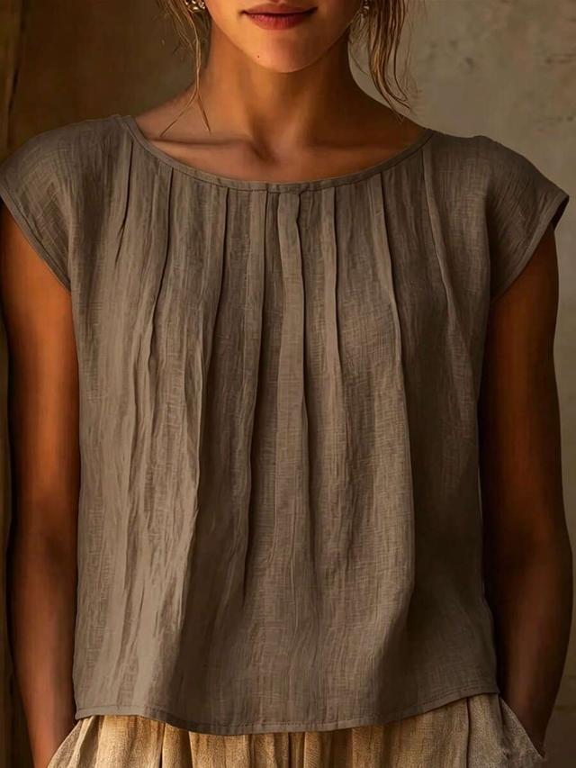 women's elegant pleated chest design blouse