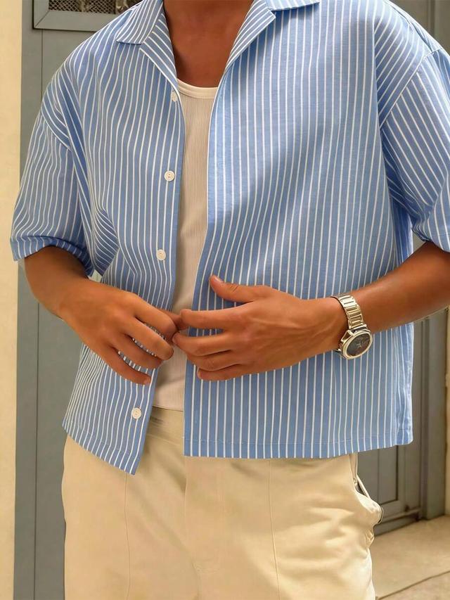 resyla men striped minimalist casual long sleeve shirt
