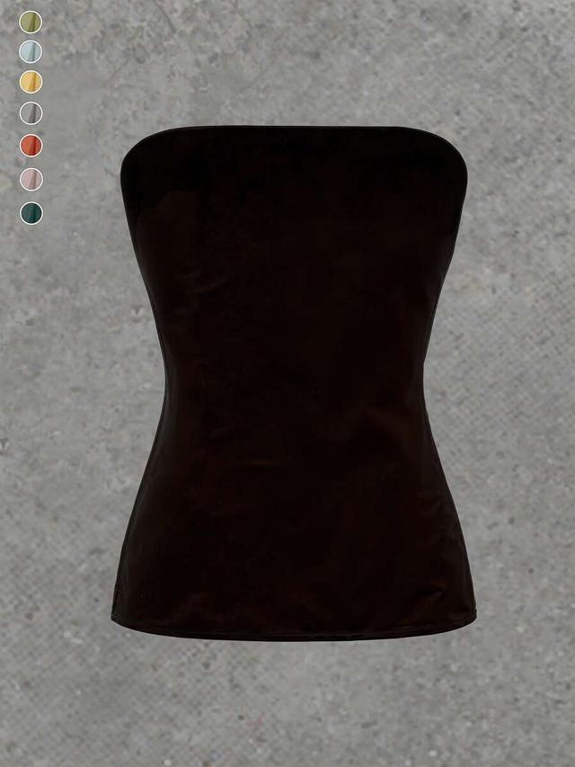 dark green knit tube top stretchy fitted strapless essential