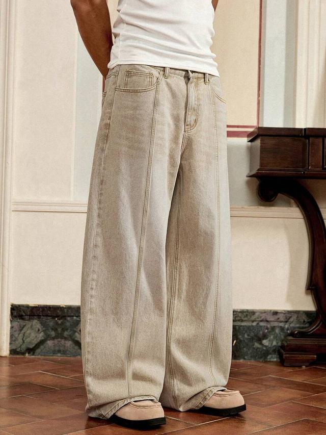 swavvy men's casual washed wide leg jeans